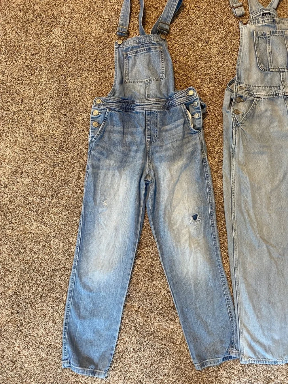 2 pairs of Girls Overalls, Cat & Jack and Gap size 10/12